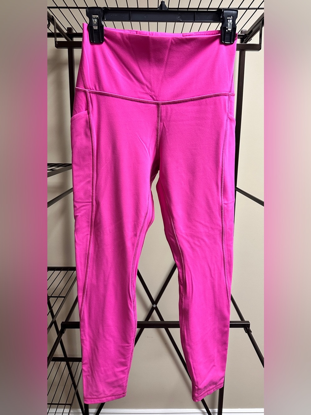 Lululemon Wunder Train High-Rise Crop 24” Leggings with Pockets Hot Pink Size 8
